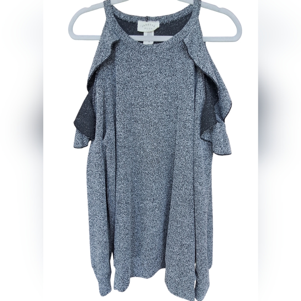 Ruffle Cutout Cold Shoulder Top Sweater